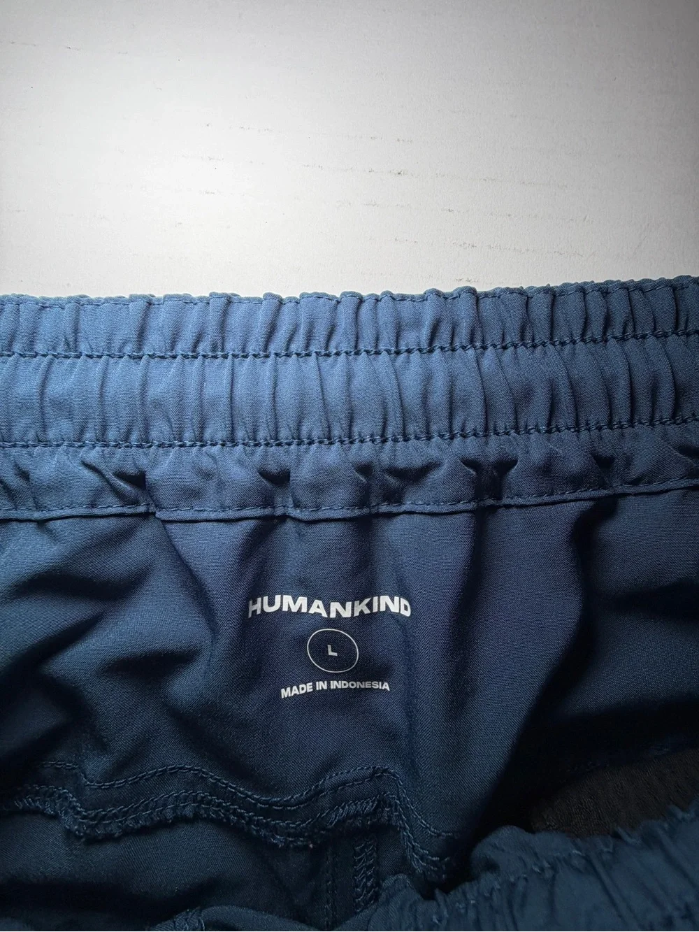 Humankind HK Men’s Large Blue Swim Trunks Stretch 6” Swim Shorts missing drawstr